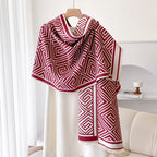 Women’s Thickened Warm Office Cloak Dual-use Wool Blanket Plaid Cloak