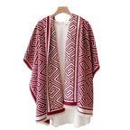 Women’s Thickened Warm Office Cloak Dual-use Wool Blanket Plaid Cloak