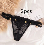 Women’s Transparent Rhinestone Letter Lace Shorts - Black2pcs / 1to5 Gold Letter / One size - Women’s Lace Shorts
