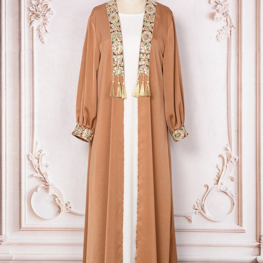 Women’s Two-pieces Set Tassel Pendant Robe Long Embellished Cardigan Set - 2-pieces set