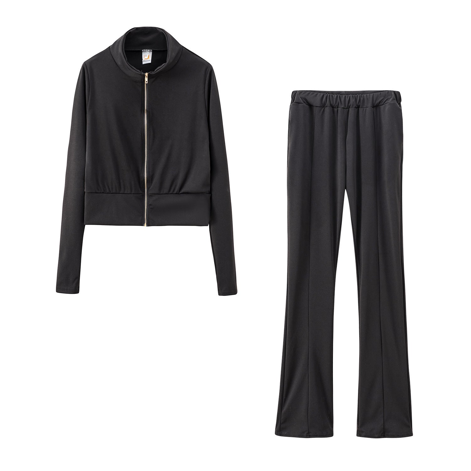 Women’s Two-pieces Solid Colour Sports Suit - Black / 2XL - Tracksuit