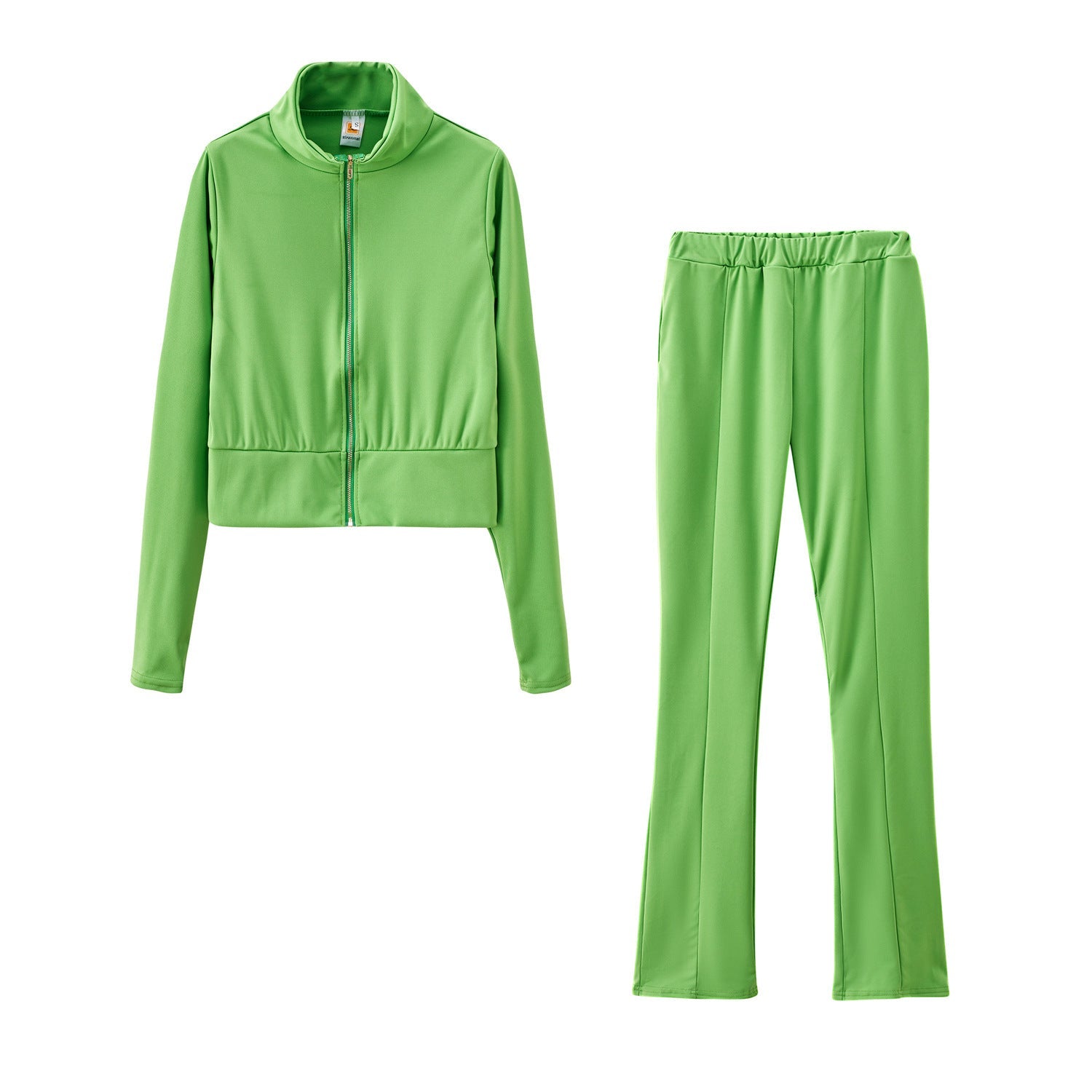 Women’s Two-pieces Solid Colour Sports Suit - Green / 2XL - Tracksuit