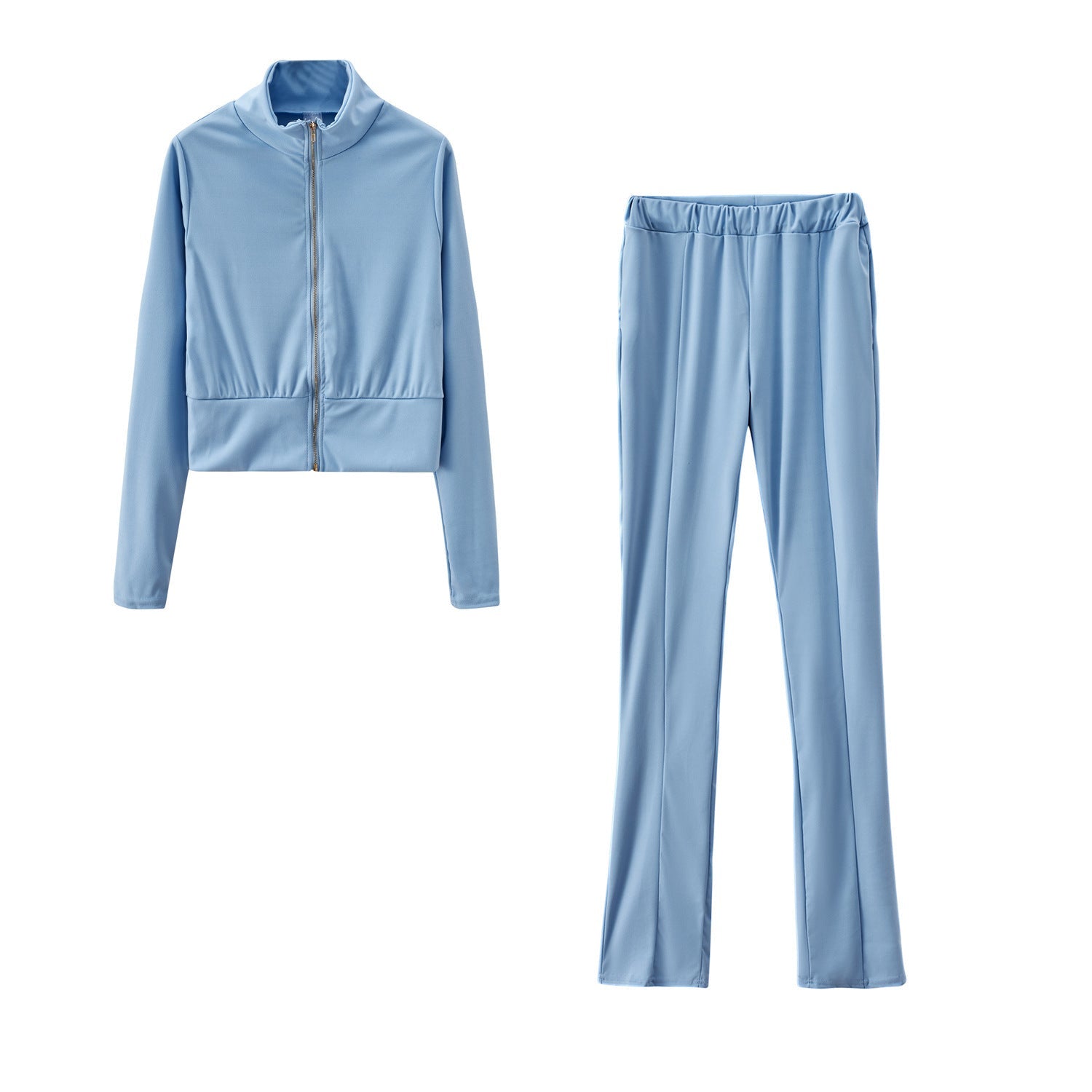 Women’s Two-pieces Solid Colour Sports Suit - Light Blue / 2XL - Tracksuit