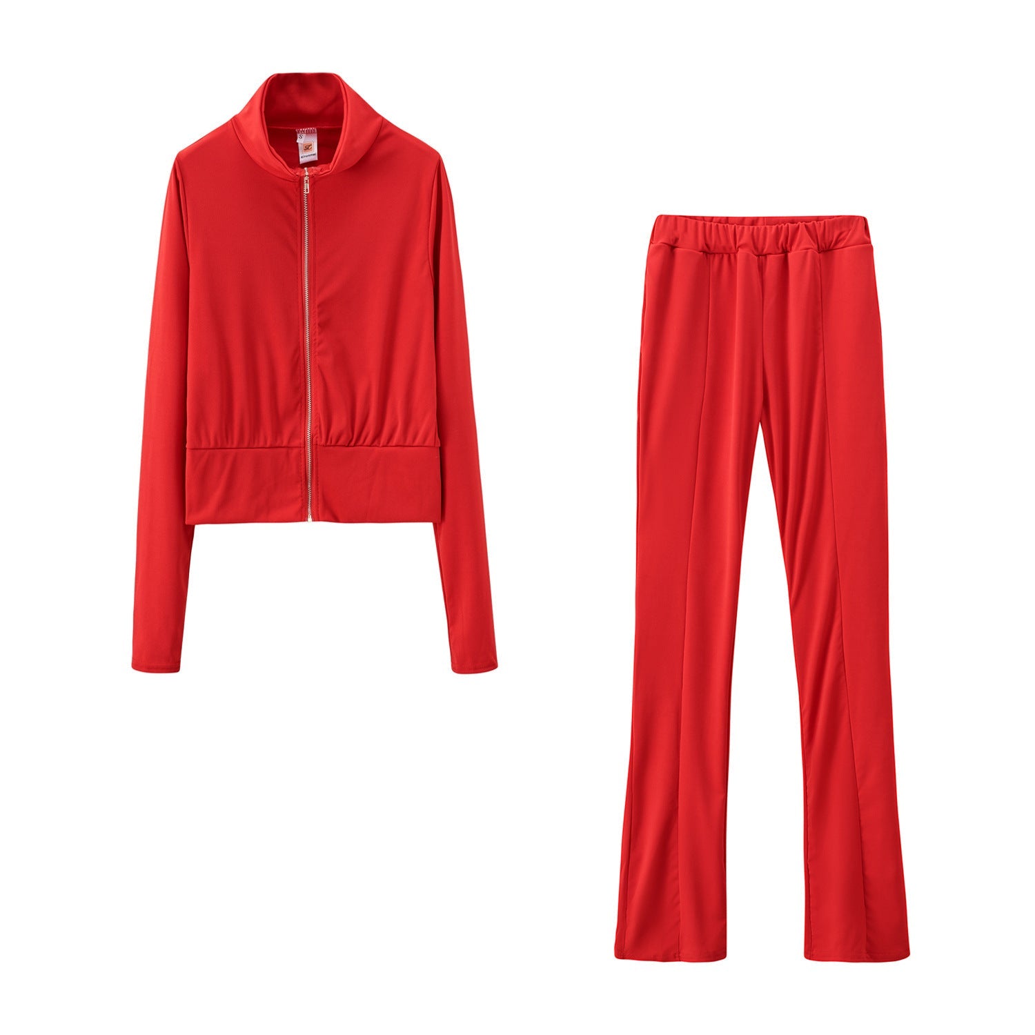 Women’s Two-pieces Solid Colour Sports Suit - Red / 2XL - Tracksuit