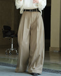 Women’sCasual Style Three-dimensional Pleated Suit Pants - Khaki / L - Trousers