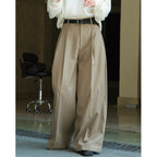 Women’sCasual Style Three-dimensional Pleated Suit Pants - Trousers