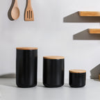 Wooden Lid Sealed Ceramic Storage Jar Kitchen Accessories - Black / Suit - Storage Jar