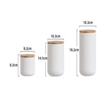 Wooden Lid Sealed Ceramic Storage Jar Kitchen Accessories - White / Suit - Storage Jar