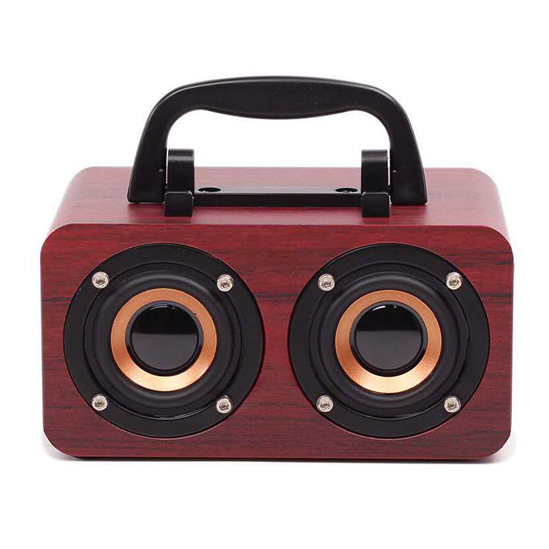 Wooden Wireless Bluetooth Speaker Portable Outdoor Speaker - Red wood grain / USB - Bluetooth speaker