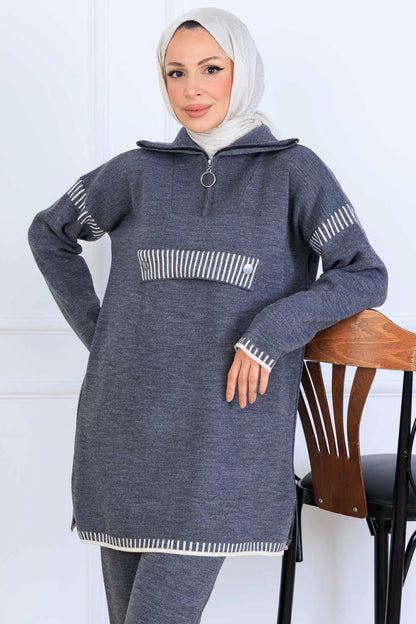 Mec Zippered Collar Knitwear Suit