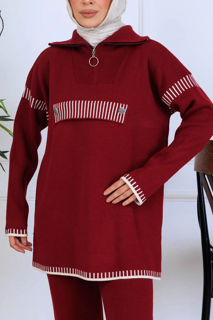 Mec Zippered Collar Knitwear Suit