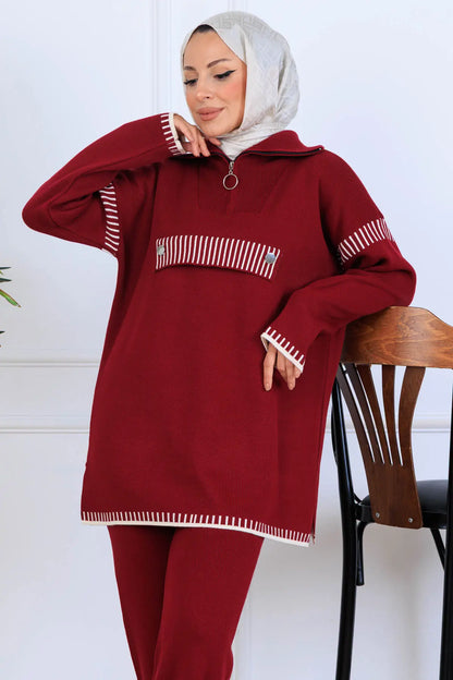 Mec Zippered Collar Knitwear Suit