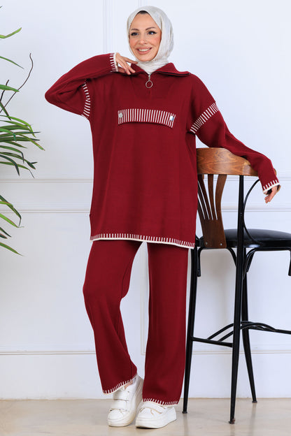 Mec Zippered Collar Knitwear Suit