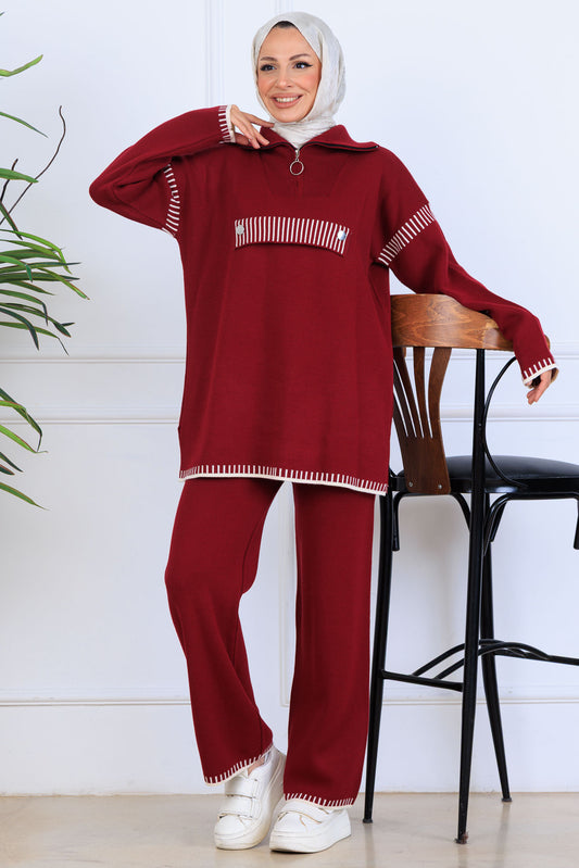 Mec Zippered Collar Knitwear Suit