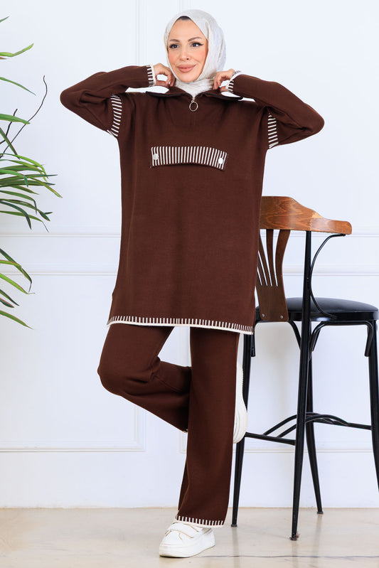 Mec Zippered Collar Knitwear Suit
