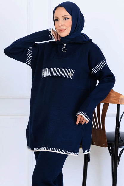 Mec Zippered Collar Knitwear Suit