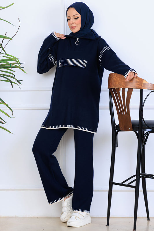 Mec Zippered Collar Knitwear Suit