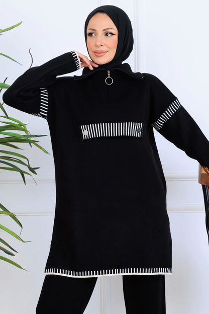 Mec Zippered Collar Knitwear Suit