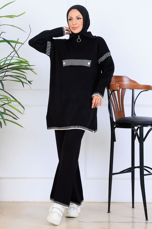 Mec Zippered Collar Knitwear Suit