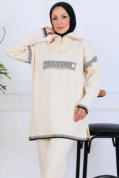 Mec Zippered Collar Knitwear Suit