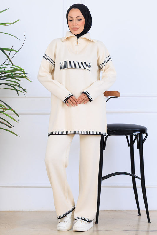 Mec Zippered Collar Knitwear Suit