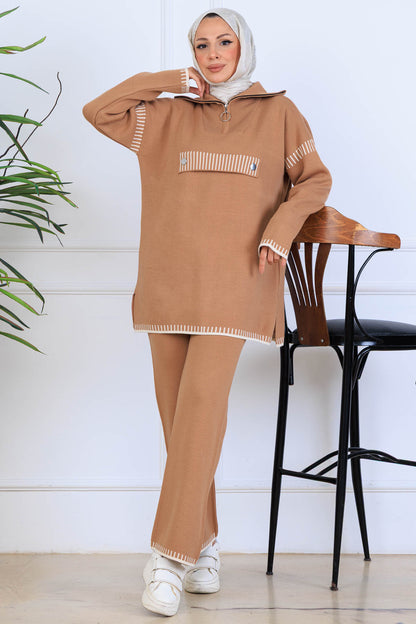 Mec Zippered Collar Knitwear Suit
