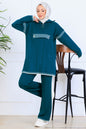 Zippered Collar Knitwear Suit in Petroleum Blue – NEOMODEST, image 1