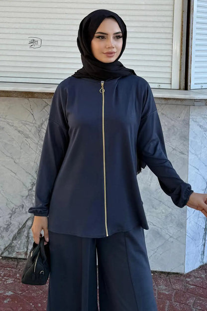Zippered Two Piece Suit | Anthracite – NEOMODEST product image 2