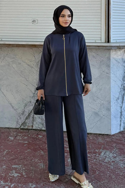 Zippered Two Piece Suit | Anthracite – NEOMODEST product image 3