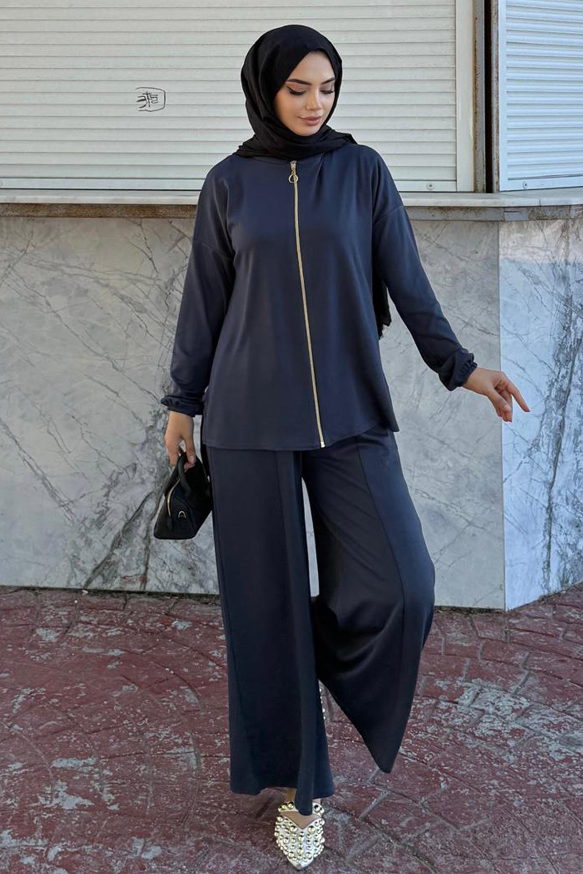Zippered Two Piece Suit | Anthracite – NEOMODEST product image 1