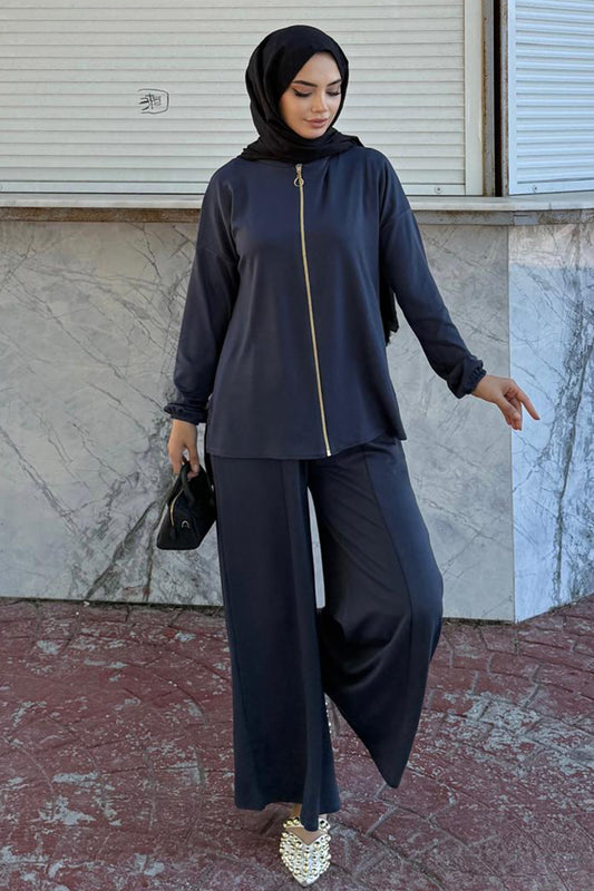 Zippered Two Piece Suit | Anthracite – NEOMODEST product image 1